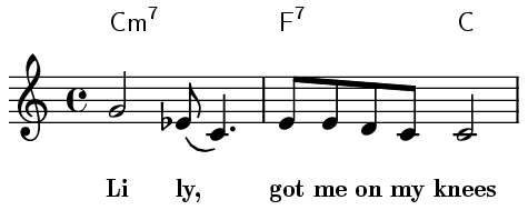 Example music score that can be set with LaTeX.