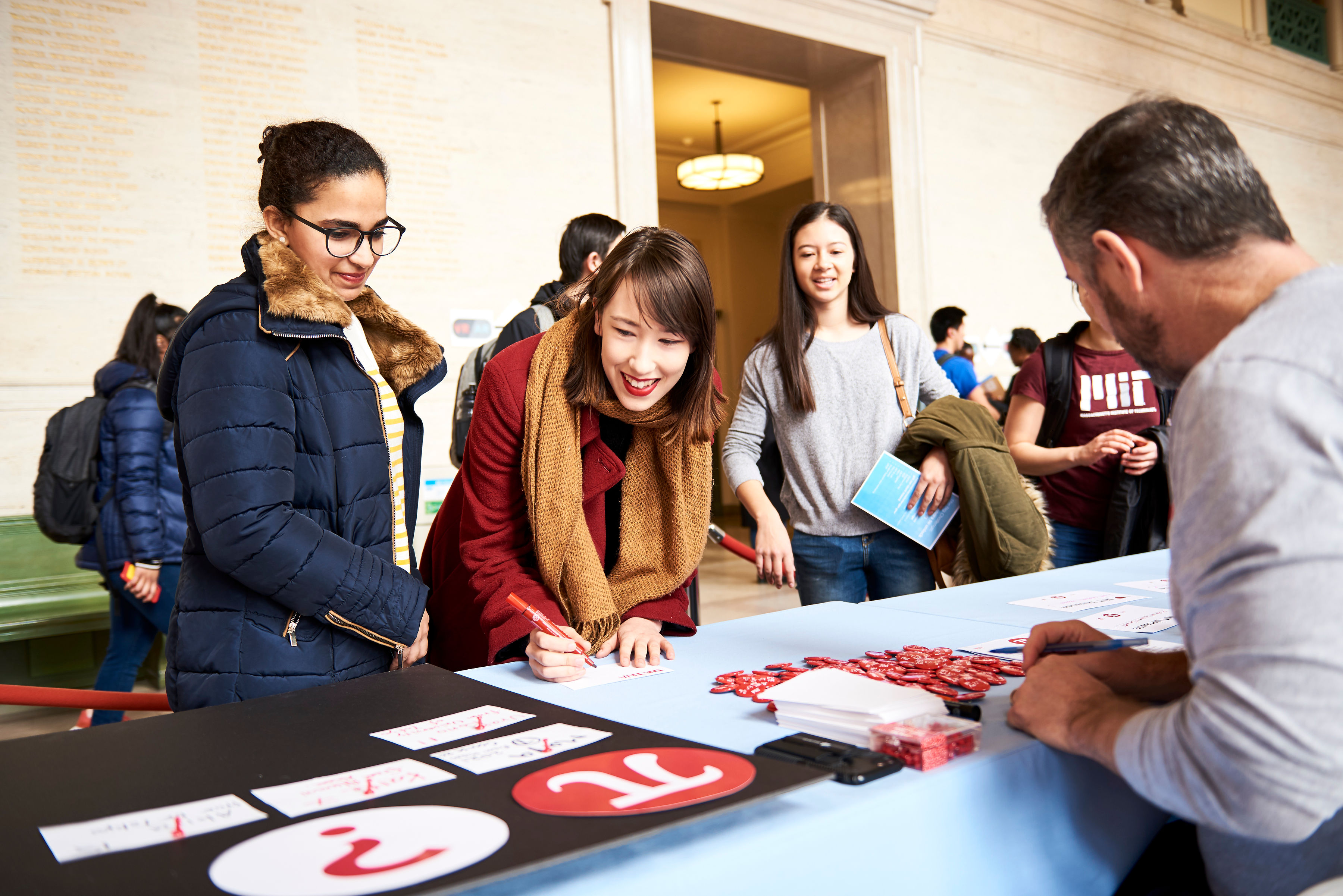 Celebrations in Lobby 10 during the 2019 MIT 24-Hour Challenge.