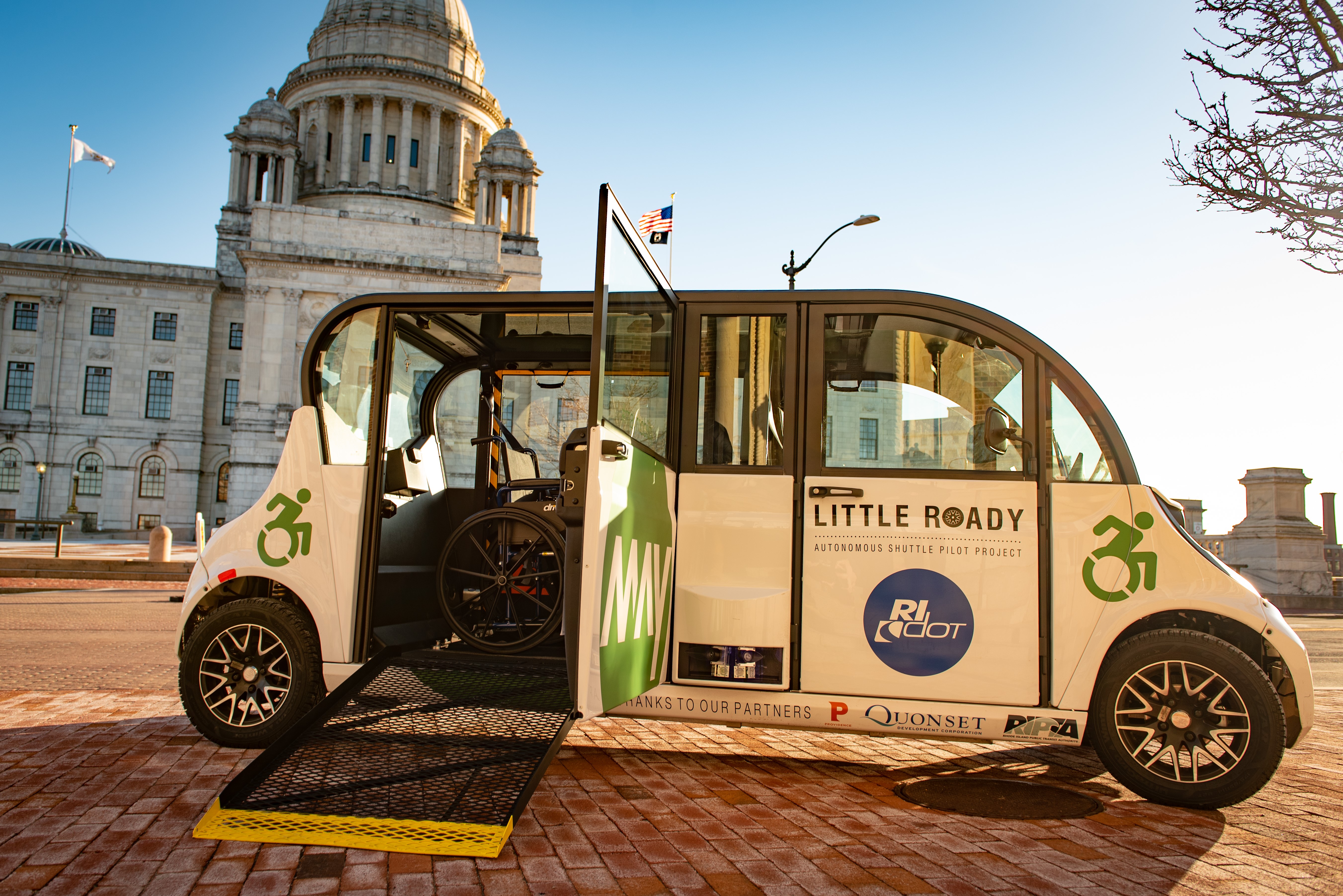 May Mobility's "Little Roady" autonomous shuttle in Providence, Rhode Island