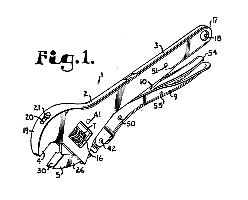 A figure from Gottlieb's patent for the adjustable wrench.