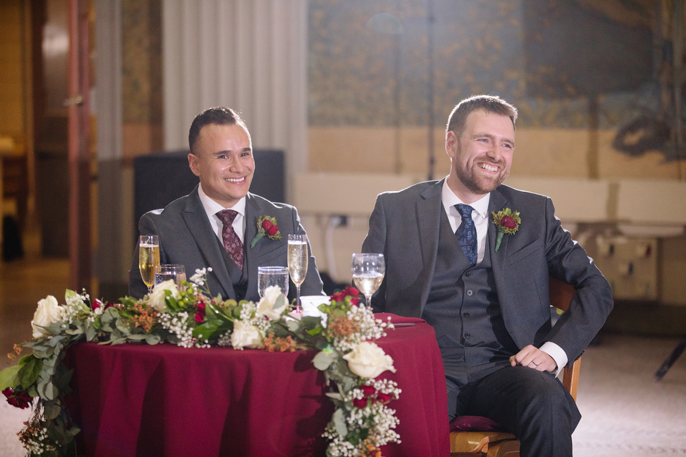 Guadalupe Hayes-Mota and his husband, Nicholas, at their wedding at MIT