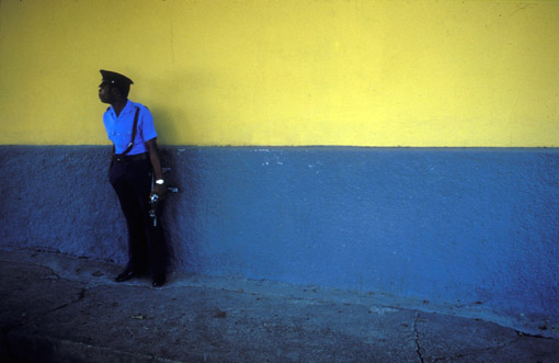 Security for Jean-Claude Duvalier in Port au Prince, Haiti, the day before he fled the country in 1986. (© Owen Franken)