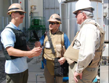 John Szatkowski, left, being interviewed in Iraqi.