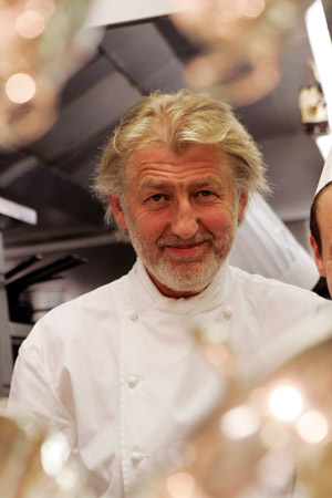 Chef Pierre Gagnaire in the kitchen of his three-star Paris restaurant (© Owen Franken/photographed for the New York Times).