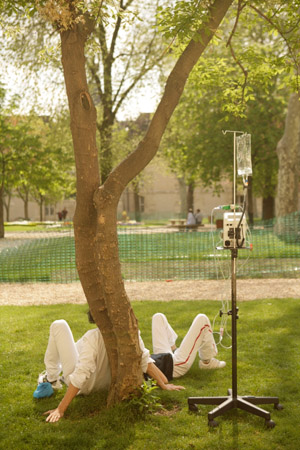 The courtyard of the 400-year-old Hospital St. Louis, Paris