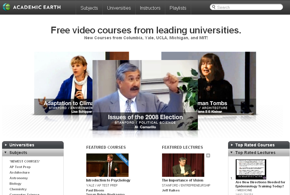 Academic Earth web site