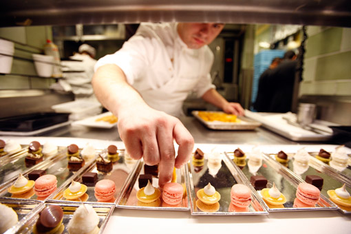 Preparing petits fours in the kitchen of restaurant Daniel, of Chef Daniel Boulud, in New York City