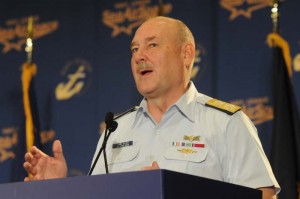 Allen speaks at the Navy League's Sea-Air-Space symposium on Monday. Photo: courtesy Navy Times.