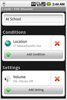 Screen shot of the Locale app.
