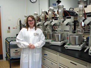 Caption: Camille in one of the BASF research labs.