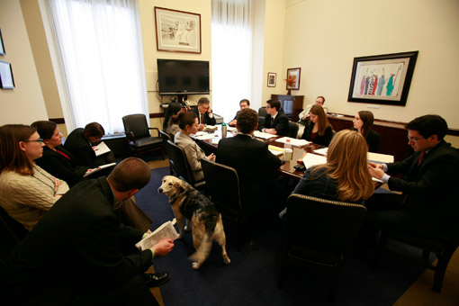 Al Franken holds a staff meeting (© Owen Franken).