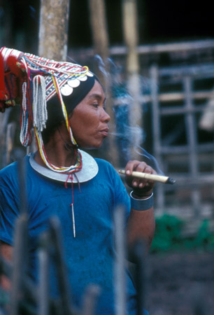 A Thai Akha woman smoking (© Owen Franken).