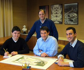 MIT externs Steve Bonelli (center) and Mike DiMinico (right) with Partner Steve Murphy and his son, Dylan Murphy (left).