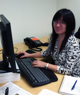 Kimberly Li '12 hard at work.