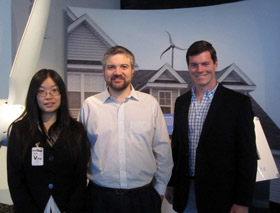 From left: Externs Fan Wei '12, grad student Jorge Moreno, and host Jon Garrity '11