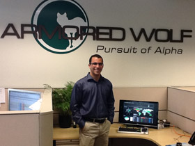 Dennis Smiley '14 at the California-based startup hedge fund Armored Wolf.