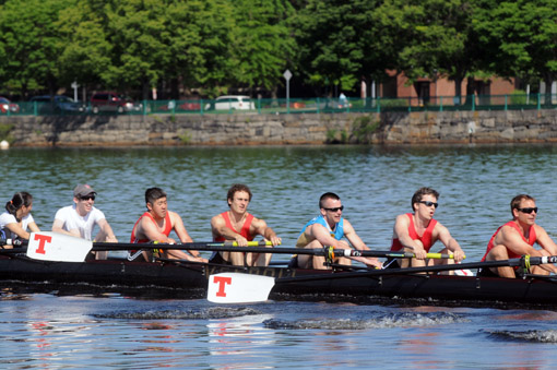 Alumni were up early on Sunday morning for the annual Reunion Row crew race on the Charles.