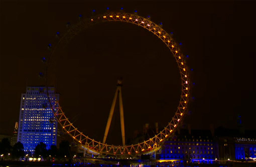 The result and highs and lows of the day are celebrated on the EDF Energy London Eye every night.