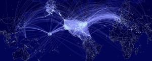 Map shows airports influence on the spread of disease.