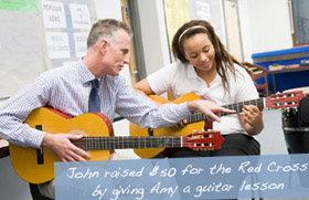 Guitar lesson that helped raise money for the Red Cross.