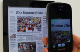 Point a smartphone camera at a digital headline with a VR code embedded within and the NewsFlash app interprets the high-frequency red and green light.