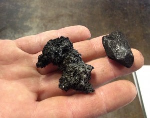 coal, before and after it's been in the forge