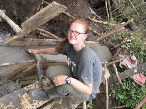 Kendra Johnson ’09 working on a clean water system in Ecuador.