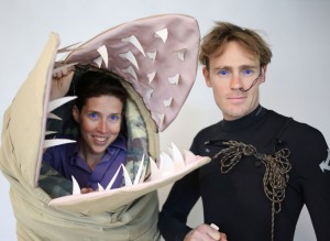 Eric Wilhelm ’99, SM ’01, PhD ’04 and Christy Canida ’99 after making their Halloween sand worm costumes.