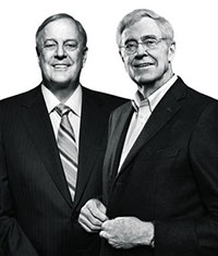 David and Charles Koch. Image via Time.