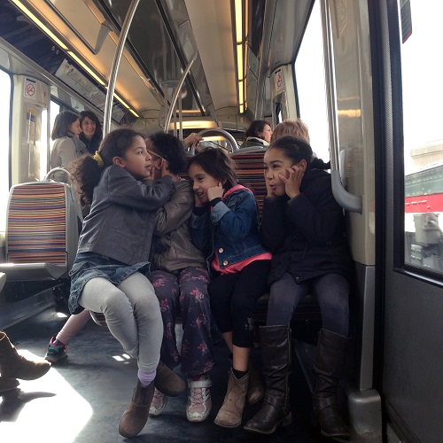 Schoolkids on the metro, Paris. 