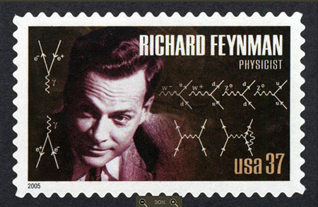 US postage stamp featuring Richard Feynman