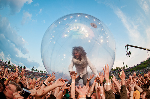 Wayne Coyne in the hamster ball, The Sasquatch Music Festival, WA (© Paige Parsons).