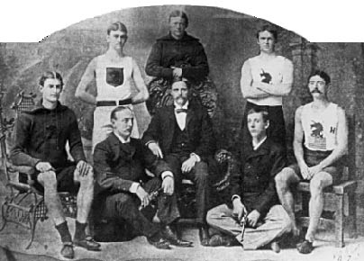 Members of America’s first Olympic team. Thomas Pelham Curtis, Class of 1894, is standing second from left.