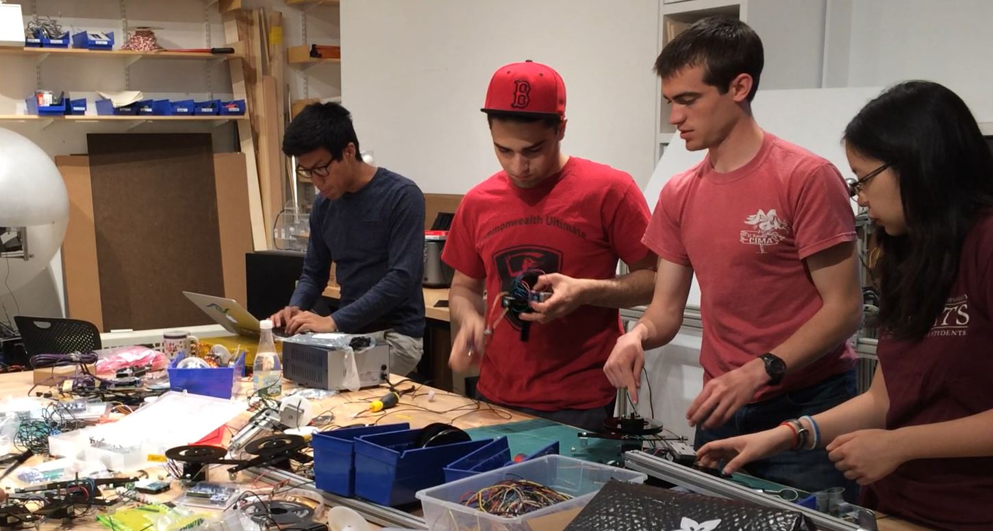 Students work in the MIT Museum Studio.