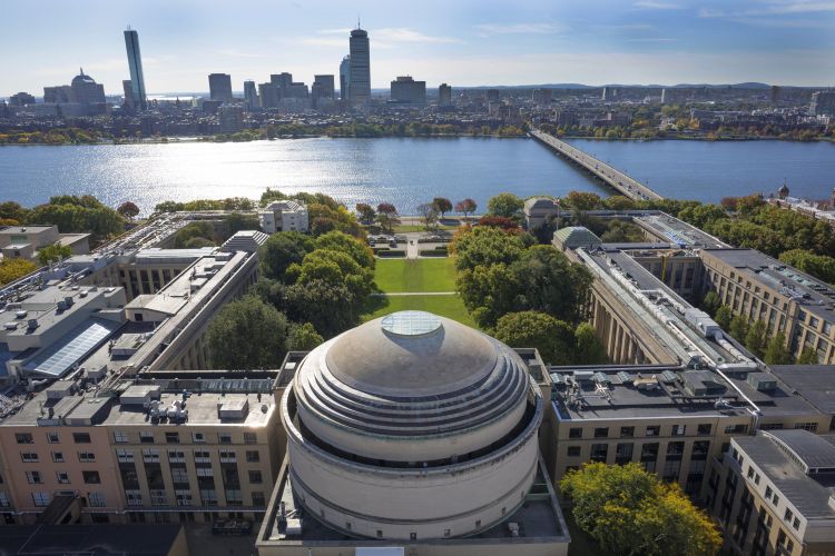 Aerial photo of Killian Court overlooking the Charles River