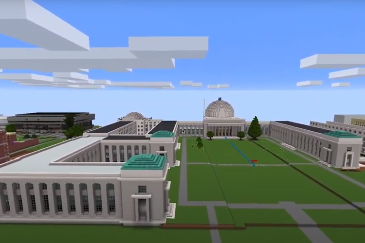 A screenshot of the MIT campus, built in Minecraft