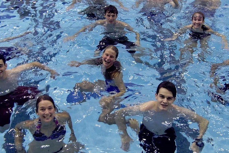 students in the pool