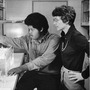 A student in the lab with Margaret MacVicar