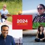A photo grid with four images of people and a red rectangle with the words 2024 top stories in the middle
