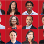 A photo of 12 faces in a grid with a red background all MIT Alumni Association board members