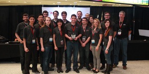 The MIT Hyperloop Team accepts the award for Best Overall Design at the Hyperloop Pod Competition’s Design Weekend