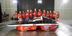 Most of the MIT Solar Electric Vehicle Team with this year’s entry, Arcturus.