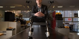 Media Lab Bionics pioneer Hugh Herr SM ’93 created a prosthetic ankle that mimics the power and control of its biological counterpart.