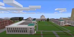 A screenshot of the MIT campus, built in Minecraft