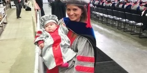 Alejandra Falla PhD ’18 and her infant daughter.