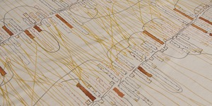 Condensed OED, printed on more than 20 yards of fabric, represents the connections between words in the Oxford English Dictionary