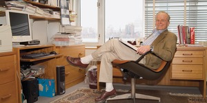 Institute Professor Emeritus John D. C. Little ’48, PhD ’55, in his office in 2005.