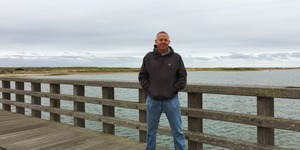 Brian Brenner on the Powder Point Bridge in Duxbury, Massachusetts