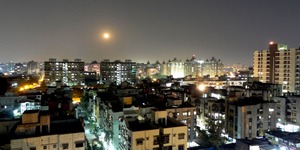Aerial view of Surat, India, at night