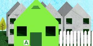 house graphic with green house in front 